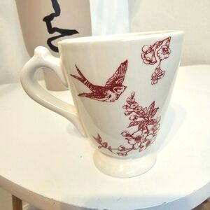 Vintage ANDREA SADEK "Bird Toile Red" Elisabeth Trostli Coffe Mug